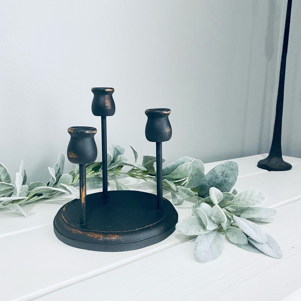 Rustic Farmhouse Lakehouse Candle Holder Charcoal